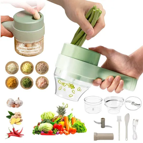 Portable Electric Vegetable Slicer 4 In 1 with Interchangeable Blades for Effortless Cooking