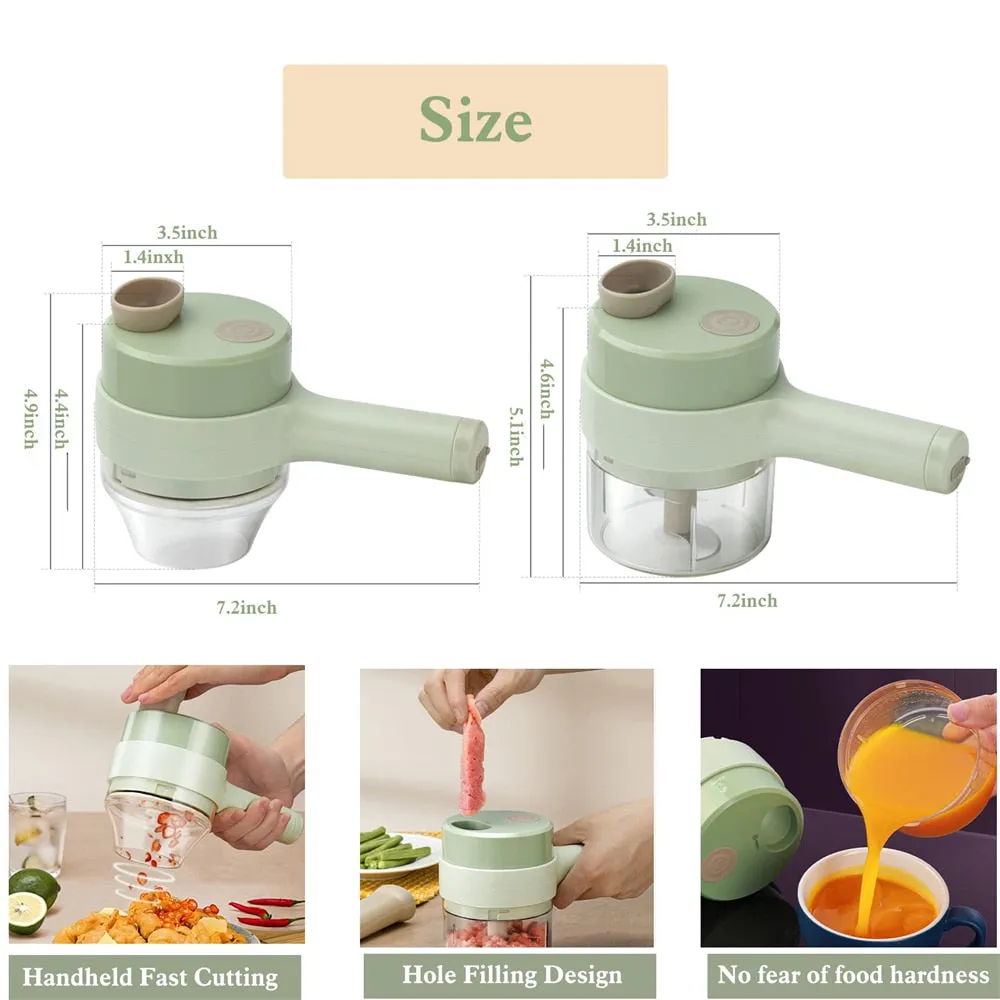 Portable Electric Vegetable Slicer 4 In 1 with Interchangeable Blades for Effortless Cooking