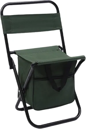 Portable Foldable Fishing Chair with Cooler Bag, Lightweight Backrest Stool Compact Folding Chair Seat, Outdoor Backrest Stool with Folding Backpack for Camping Hunting