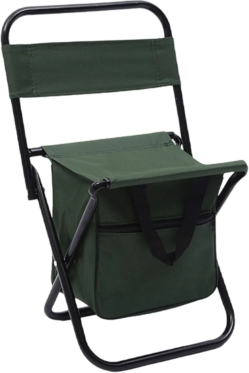 Portable Foldable Fishing Chair with Cooler Bag, Lightweight Backrest Stool Compact Folding Chair Seat, Outdoor Backrest Stool with Folding Backpack for Camping Hunting