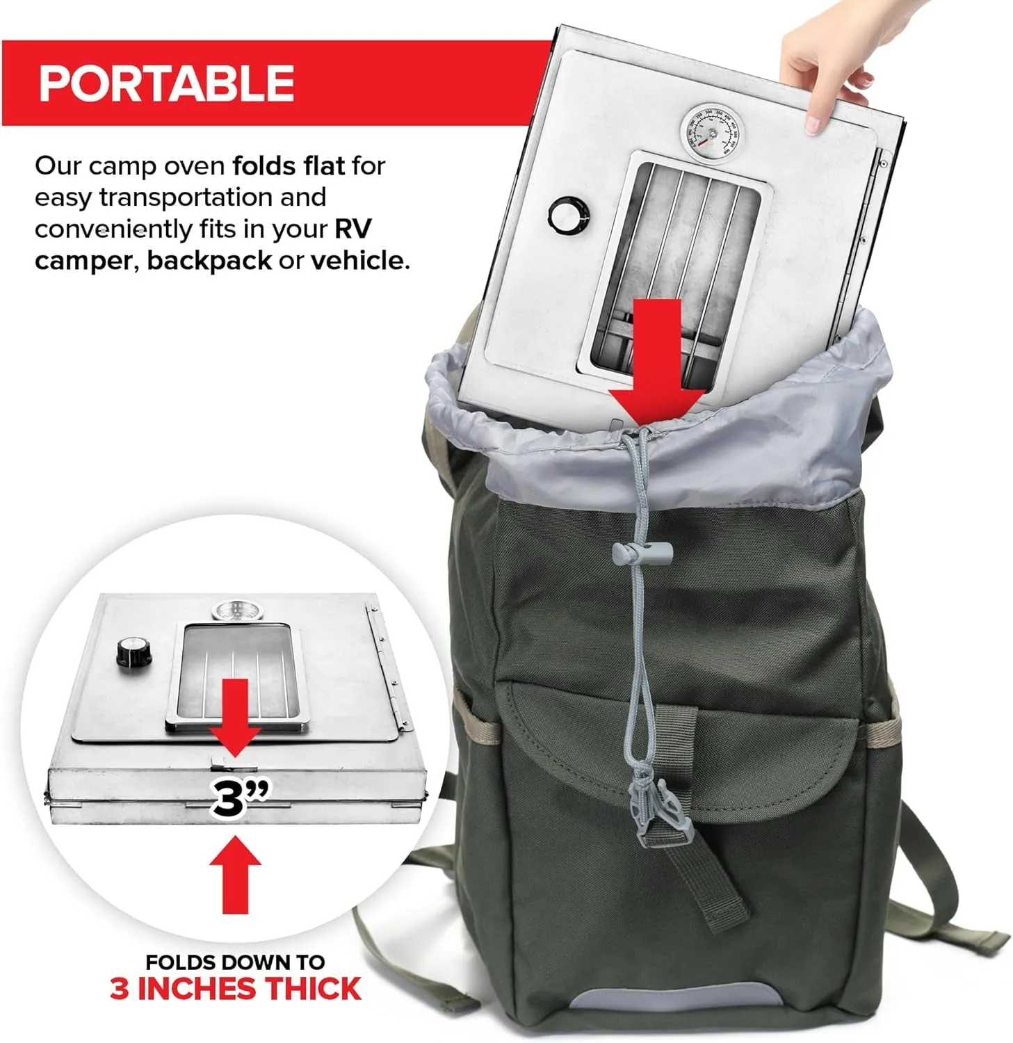 Portable Folding Camping Oven – Outdoor Baking Stove for Bread, Muffins, Cinnamon Rolls – Works with Wood Fire, Propane Stoves, Campers & More