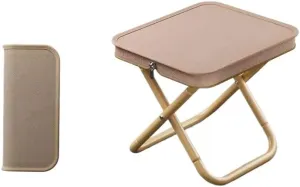 Portable Folding Camping Stool – Compact Outdoor Tripod Chair for Travel, Fishing, Hiking, Subway & Queuing – Carbon Steel Frame, Oxford Fabric, 26×23×25cm, Black or Khaki(Khaki)