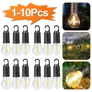 Portable LED Camping Lantern, USB-C Rechargeable, Warm Light, Waterproof with Hook for Hiking, Fishing