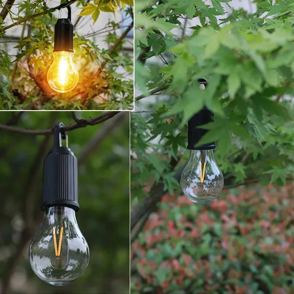 Portable LED Camping Lantern, USB-C Rechargeable, Warm Light, Waterproof with Hook for Hiking, Fishing