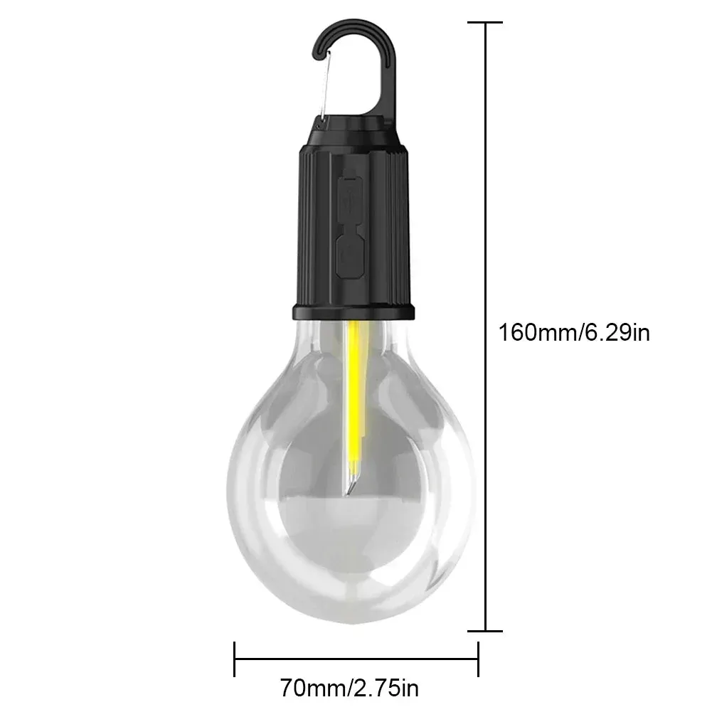 Portable LED Camping Lantern, USB-C Rechargeable, Warm Light, Waterproof with Hook for Hiking, Fishing