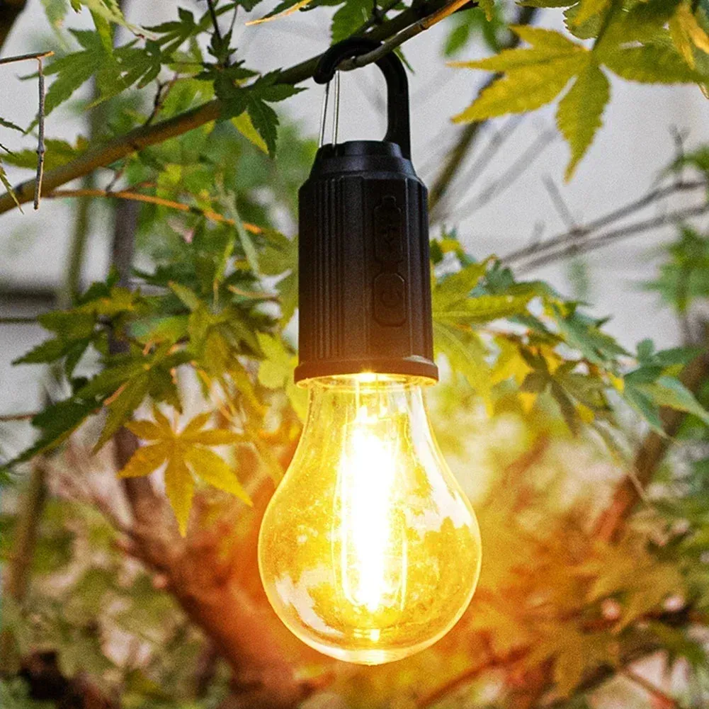 Portable LED Camping Lantern, USB-C Rechargeable, Warm Light, Waterproof with Hook for Hiking, Fishing
