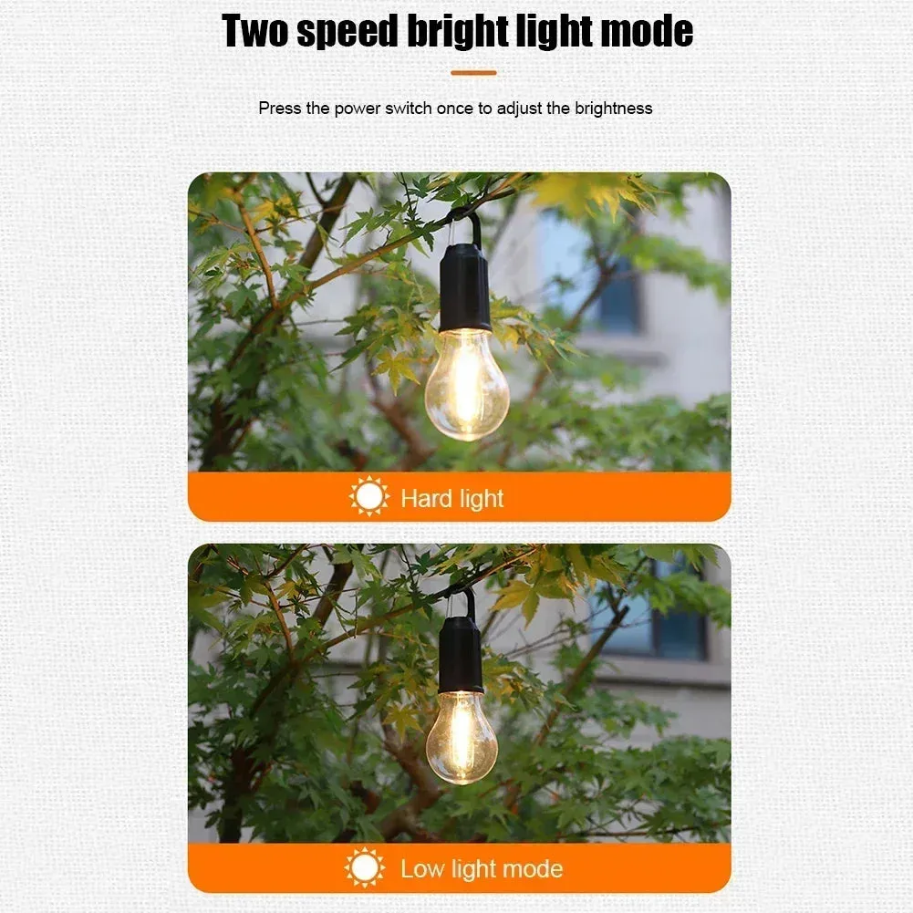 Portable LED Camping Lantern, USB-C Rechargeable, Warm Light, Waterproof with Hook for Hiking, Fishing