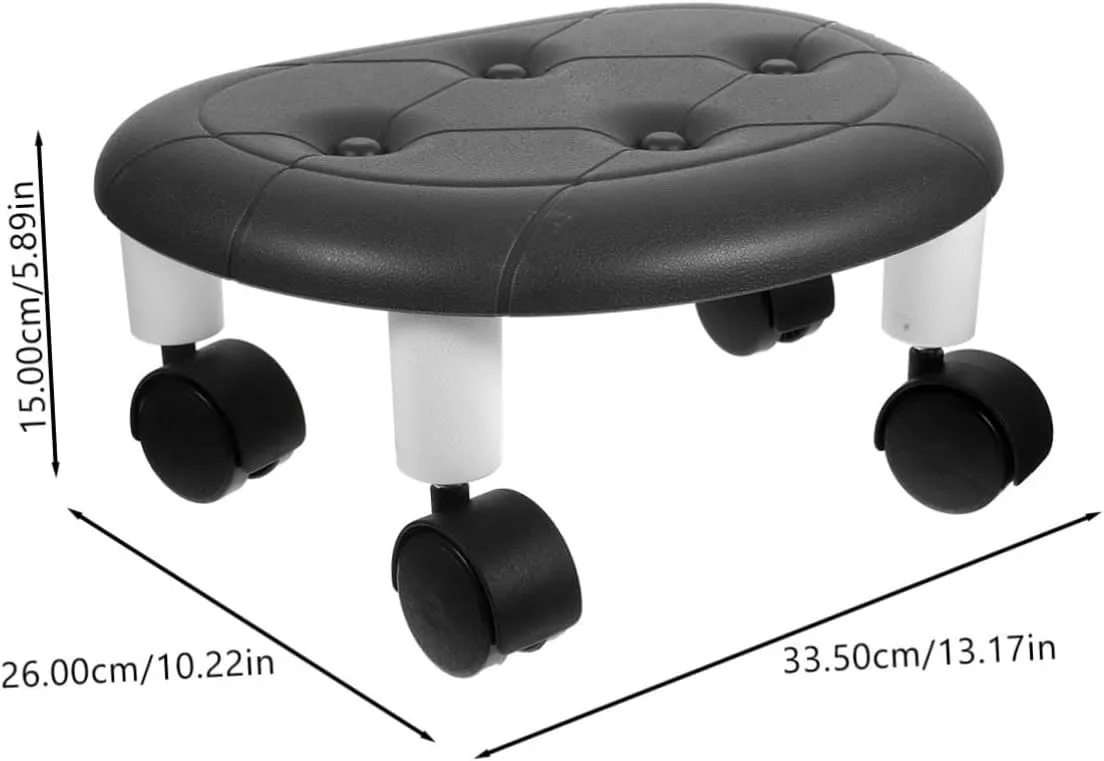 Portable Low Rolling Stool with Wheels Swivel Chair for Shoe Storage Comfortable Under Desk Foot Stool Roller Seat for Home and Garage Use