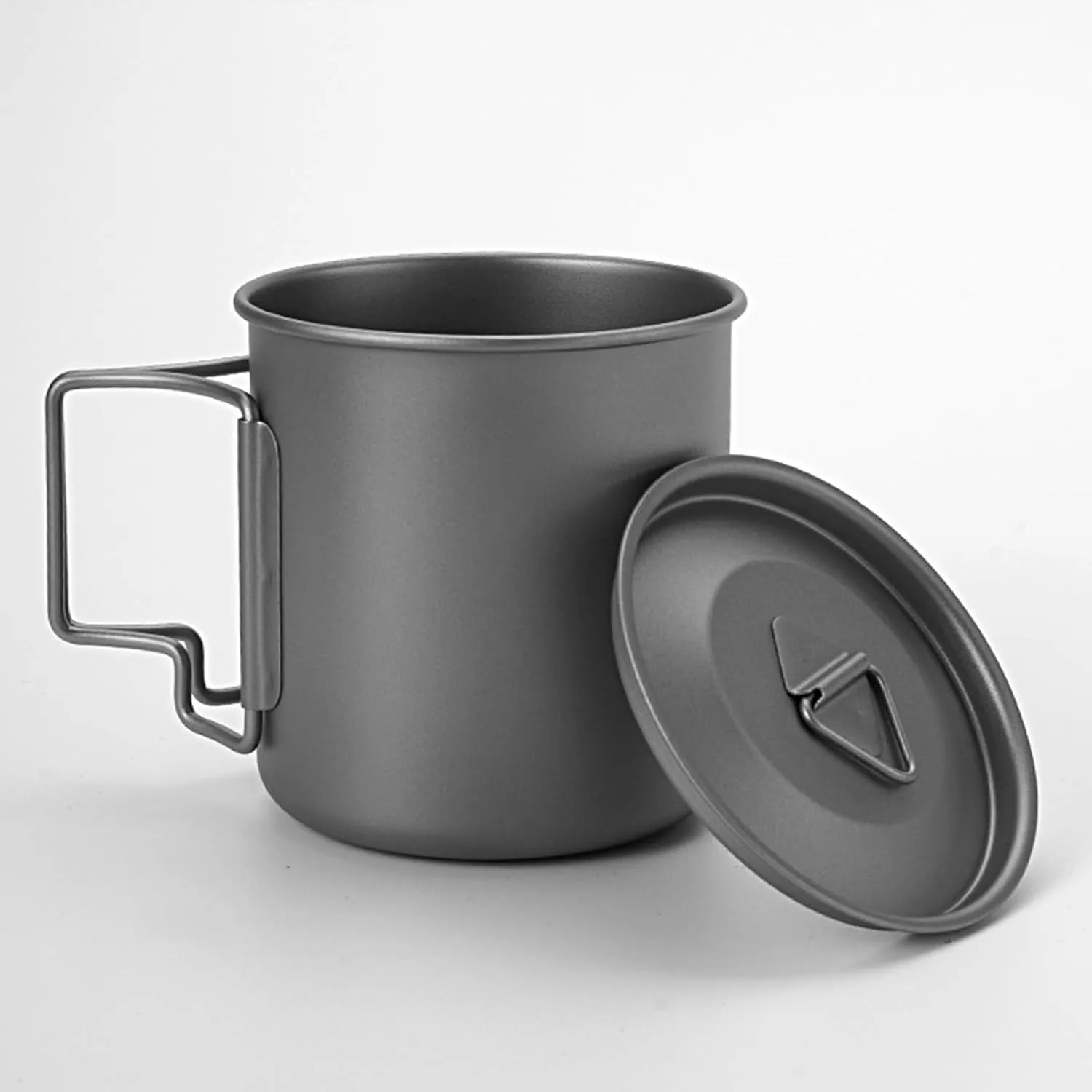 Portable Metal Mug Cup Outdoor Camping Picnics Water Mug Tableware Backpacking Cookware Pots With Folding Handle