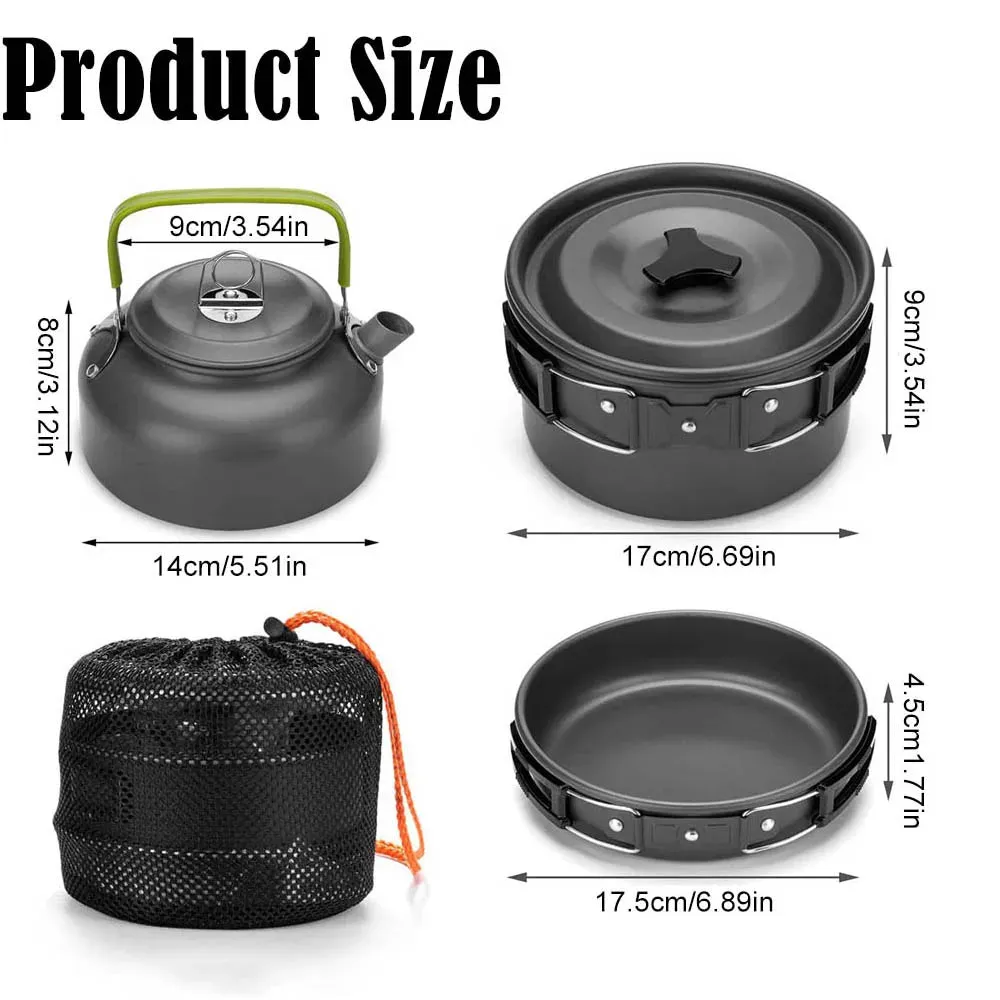 Portable Stainless Steel Camping Cooker Set - Outdoor Pot, Pan, Stove, and Kettle for Nature Hiking