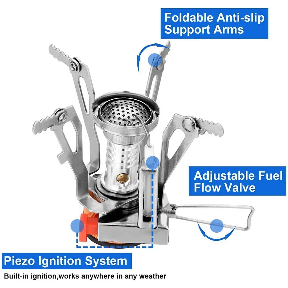 Portable Stainless Steel Camping Cooker Set - Outdoor Pot, Pan, Stove, and Kettle for Nature Hiking
