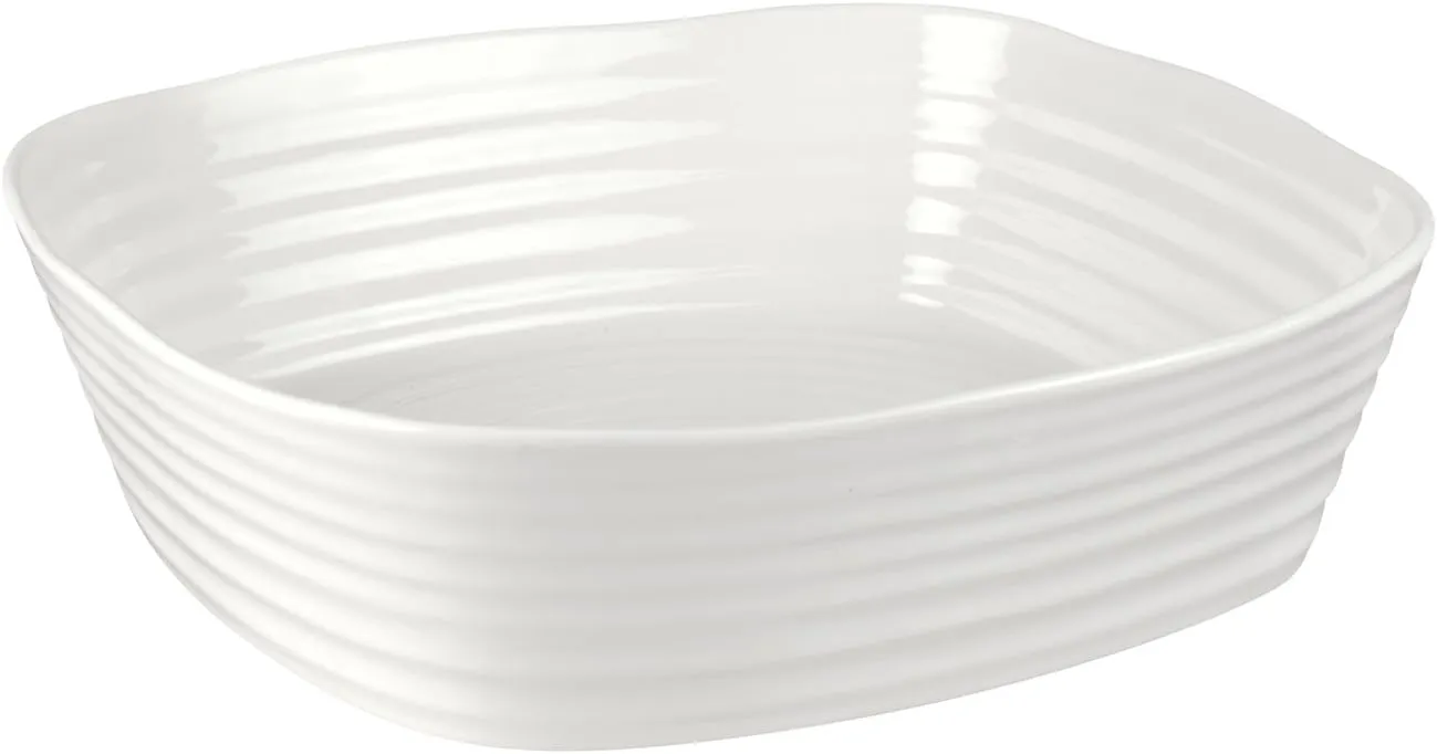 Portmeirion Sophie Conran White Square Roaster | 11 Inch Baking Pan for Oven | Deep Casserole Dish | Made from Fine Porcelain | Dishwasher and Microwave Safe