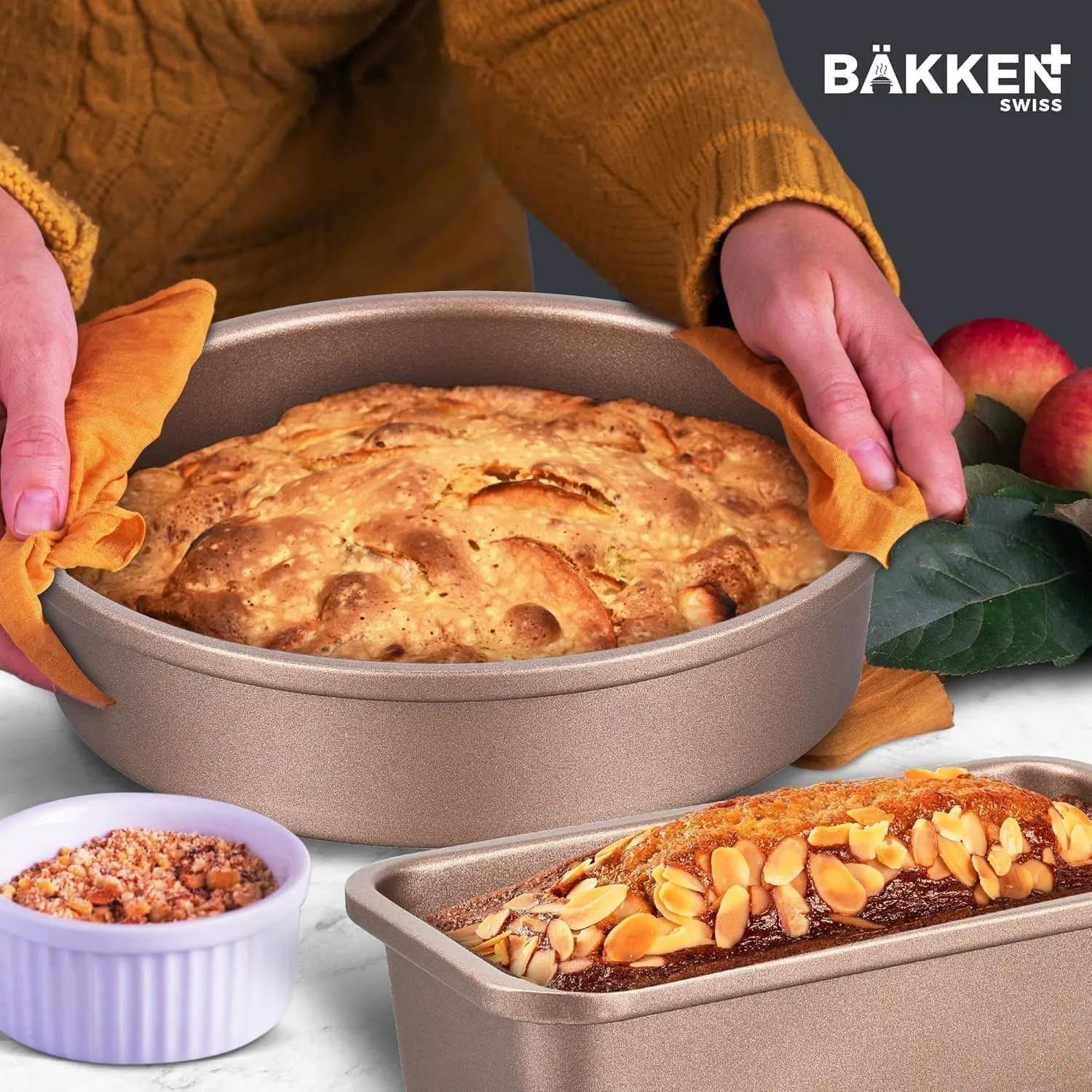 Pots and Pans Set Non Stick Ceramic, 23-Piece Cookware & Bakeware Sets with Plaid Pattern, Stackable Design, Dishwasher Safe, Stain-resistant, Oven & All-Stove Safe, Tempered Glass Lid, Golden