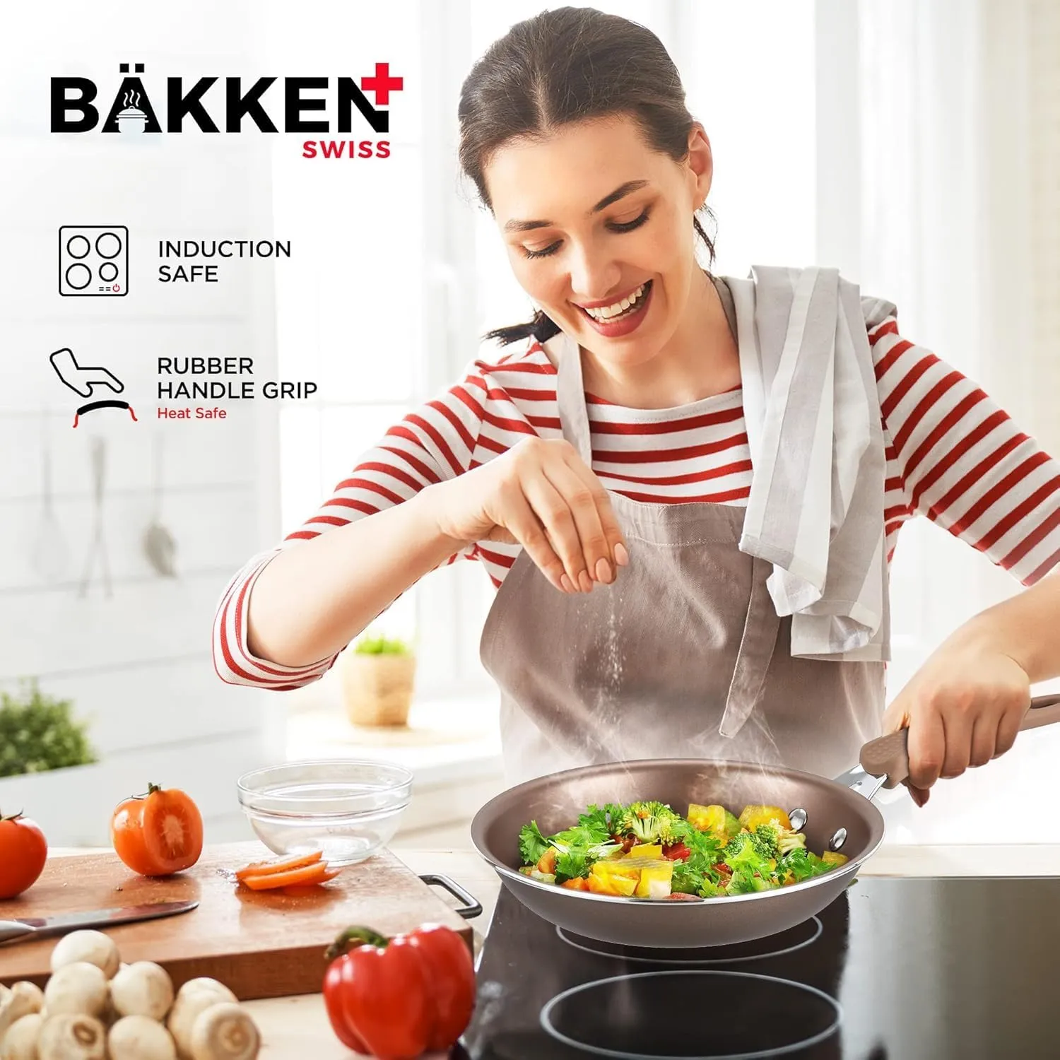 Pots and Pans Set Non Stick Ceramic, 23-Piece Cookware & Bakeware Sets with Plaid Pattern, Stackable Design, Dishwasher Safe, Stain-resistant, Oven & All-Stove Safe, Tempered Glass Lid, Golden