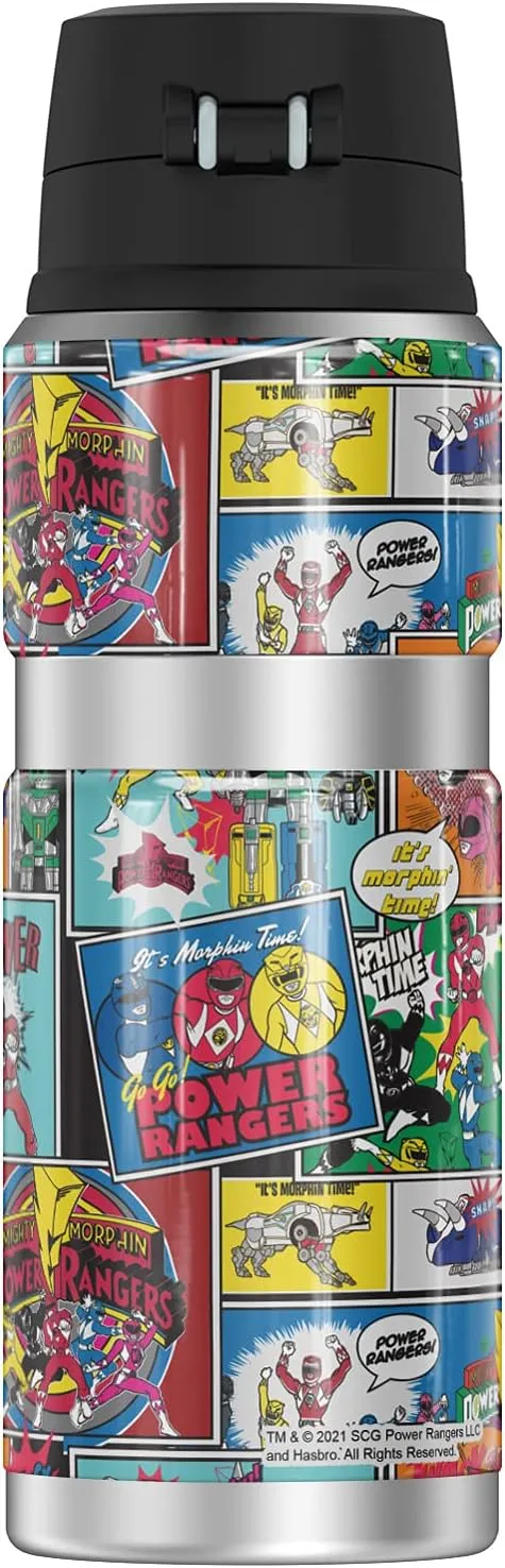 Power Rangers Power Rangers Comic Collage THERMOS STAINLESS KING Stainless Steel Drink Bottle, Vacuum insulated & Double Wall, 24oz