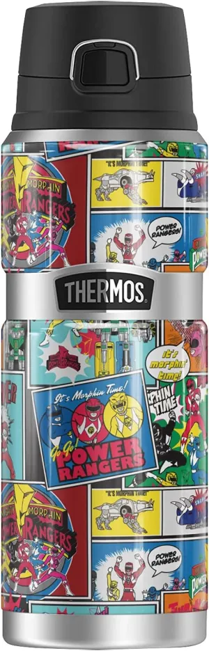 Power Rangers Power Rangers Comic Collage THERMOS STAINLESS KING Stainless Steel Drink Bottle, Vacuum insulated & Double Wall, 24oz