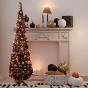 Pre-Lit Pop Up Jack O' Lantern Artificial Halloween Tree - 6' - Orange Lights