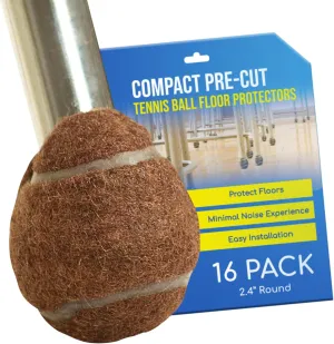 Precut Tennis Balls for Walkers & Chairs – Heavy-Duty Glide Pads for Tables & Desks – Floor Protector Accessory for Mobility Aids – Scratch-Resistant – 2.4 Inch Brown, 16 Count
