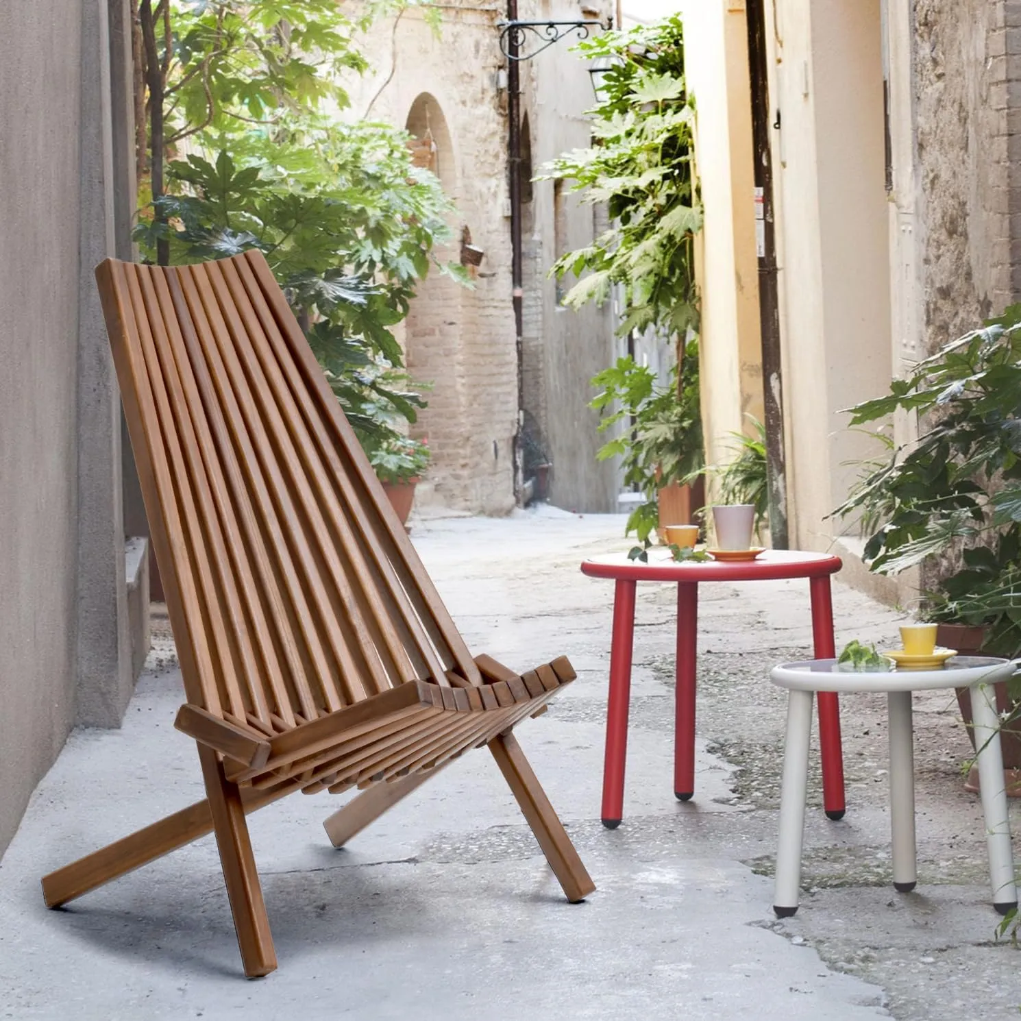 Premium Boho Folding Wood Chair with Ergonomic Seat,Stylish Low Profile Tree Wood Outdoor Chair,Lounge Chair for The Patio, Porch, Lawn, Garden or Home Furniture,Weight Capacity 250 lbs
