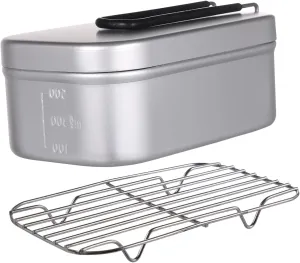 PRETYZOOM Outdoor Lunch Boxes Set Camping Cookware Square Containers Skid-proof Handle