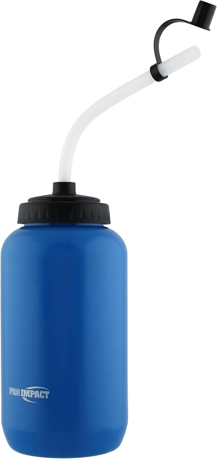 Pro Impact Squeezable Water Bottle Bendable Long Straw - LDPE BPA Free Plastic - Hydration for Baseball Hockey Gym MMA Yoga Boxing Cycling Softball Football Lacrosse (35.5 Oz.)
