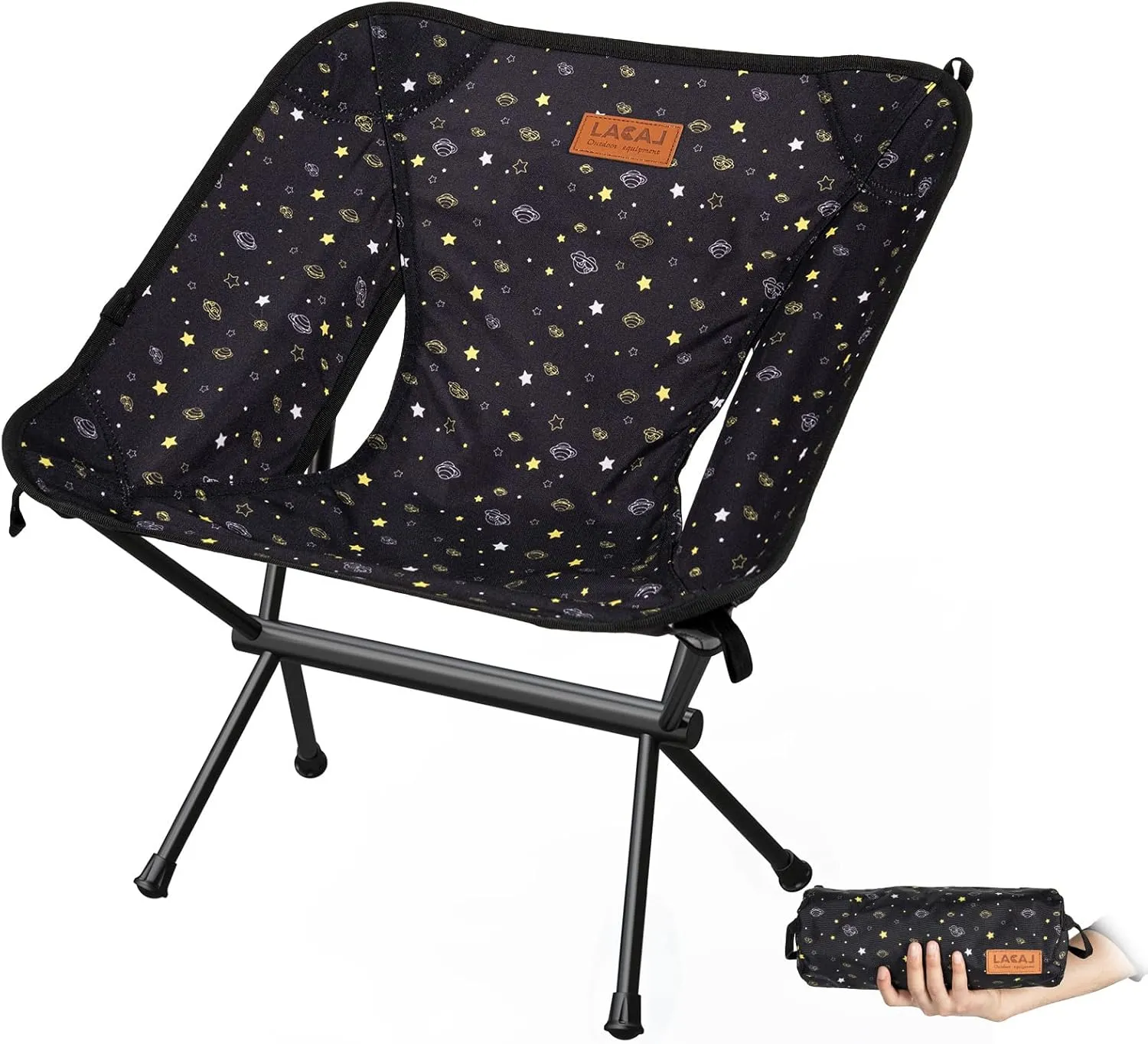 Protable Lightweight Chair for Youth, Compact Folding Size 12.6“×4.3", Only Weights 1.6lbs, 600D Oxford Fabric, Durable Aluminum Alloy Frame, Easy to Storage & Carry(Black)