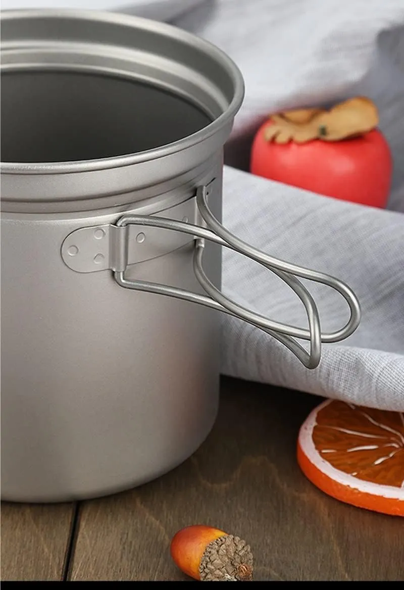 Pure Titanium Outdoor Folding Pot Portable Camping Ultra-Light Pot (1000ml)