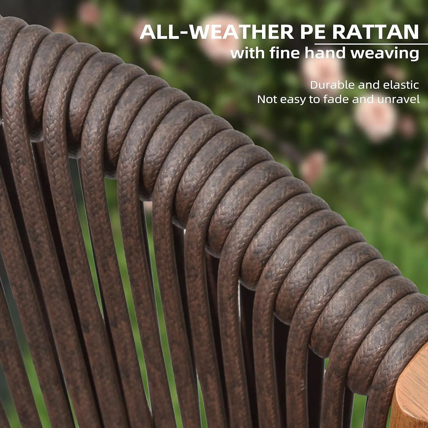 PURPLE LEAF Counter Height Bar Stool Set of 4 Aluminum Counter Height Bar Chair All-Weather Rattan Stool with Backrest and Cushion for Outdoor and Indoor Barstool