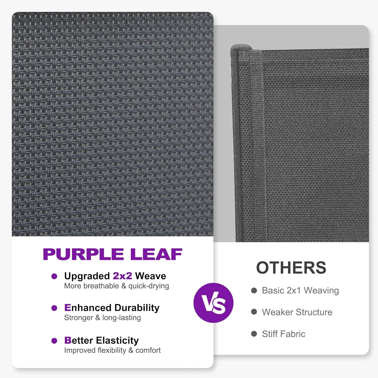 PURPLE LEAF Patio Chaise Lounge Set of 2 Plastic Pool Outdoor Lounge Chair with Aluminum Frame Stackable Patio Tanning Chairs for Poolside Sunbathing Beach Deck Yard, Grey