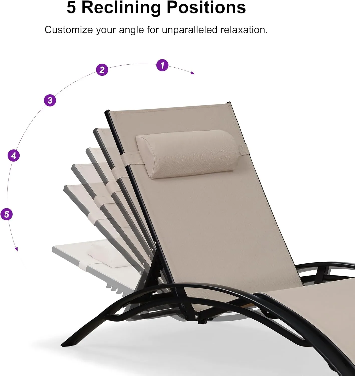 PURPLE LEAF Patio Oversized Chaise Lounge Chair Set with Side Table Pool Adjustable Recliner Chairs for Outside Beach Outdoor Sunbathing Tanning Poolside Lounges