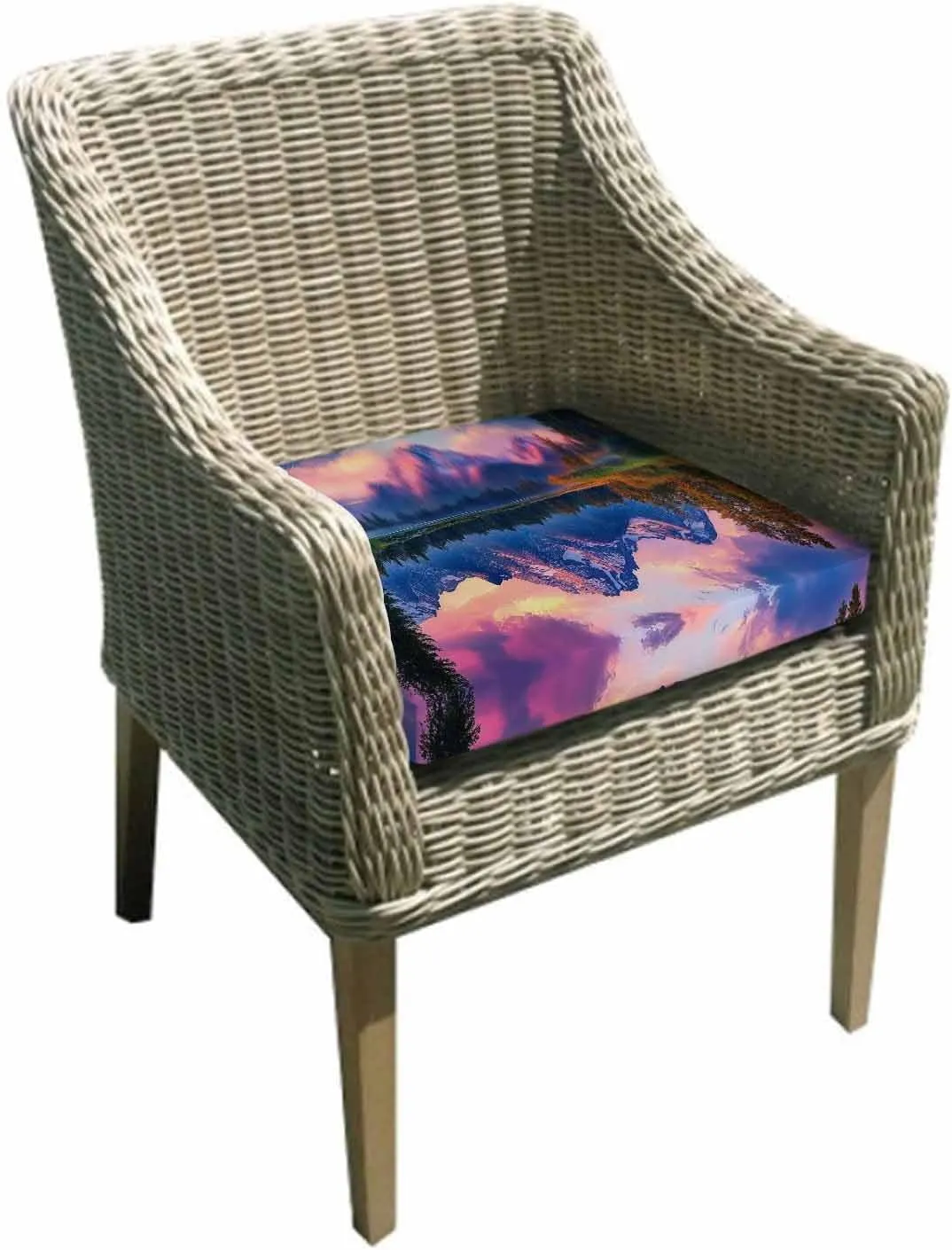 Purple Mountain Outdoor Cushion Chair Cover Set of 2 - Waterproof Couch Seat Covers, Green Trees Modern Art Patio Furniture Protector Cushions Slipcovers for Sofa/RV, 20"x18"x4"