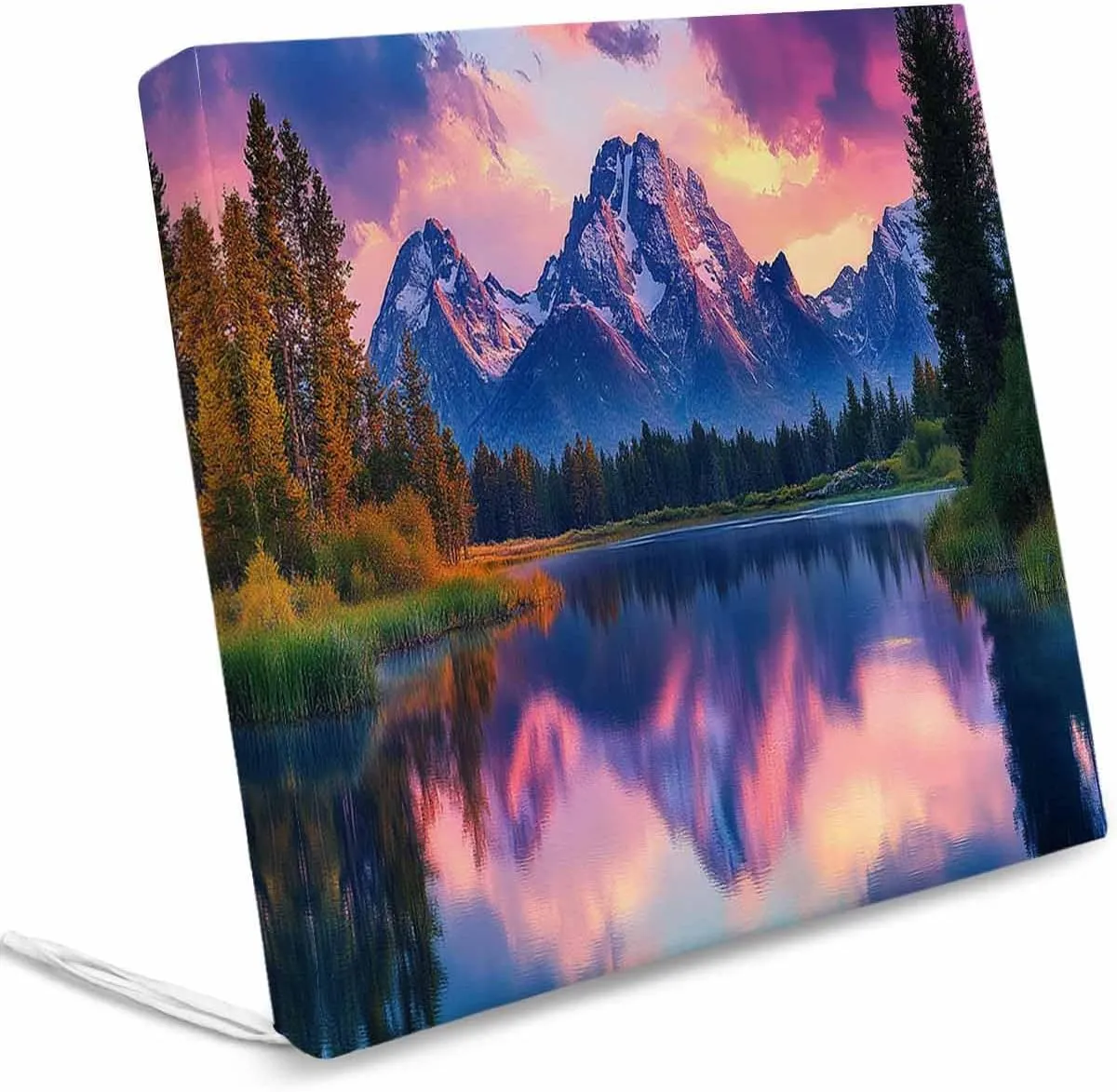 Purple Mountain Outdoor Cushion Chair Cover Set of 2 - Waterproof Couch Seat Covers, Green Trees Modern Art Patio Furniture Protector Cushions Slipcovers for Sofa/RV, 20"x18"x4"