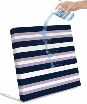 Purple Navy Blue Striped Outdoor Cushion Chair Cover Set of 2 - Waterproof Couch Seat Covers, Abstract Gradient Lines Art Patio Furniture Protector Cushions Slipcovers for Sofa/RV, 22"x20"x4"