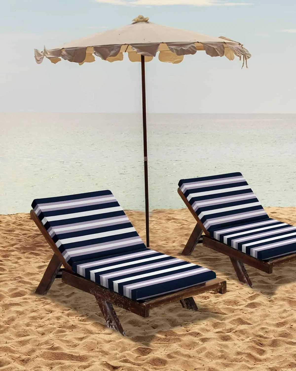 Purple Navy Blue Striped Outdoor Cushion Chair Cover Set of 2 - Waterproof Couch Seat Covers, Abstract Gradient Lines Art Patio Furniture Protector Cushions Slipcovers for Sofa/RV, 22"x20"x4"