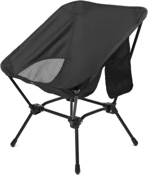 QWORK Folding Camping Chair - Lightweight & Compact, 330 lbs Capacity, Heavy Iron Frame Backpacking Chair, Cozy Oxford Fabric, Multi-Functional for Camping, Fishing, Beach, Travel, Picnic