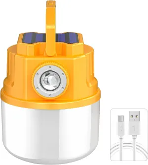 Rechargeable Led Camping Lantern, Emergency Solar-Powered Tent Light, Multi-Mode Handheld Lamp, Dual Charging Via USB Type-C & Solar Panel