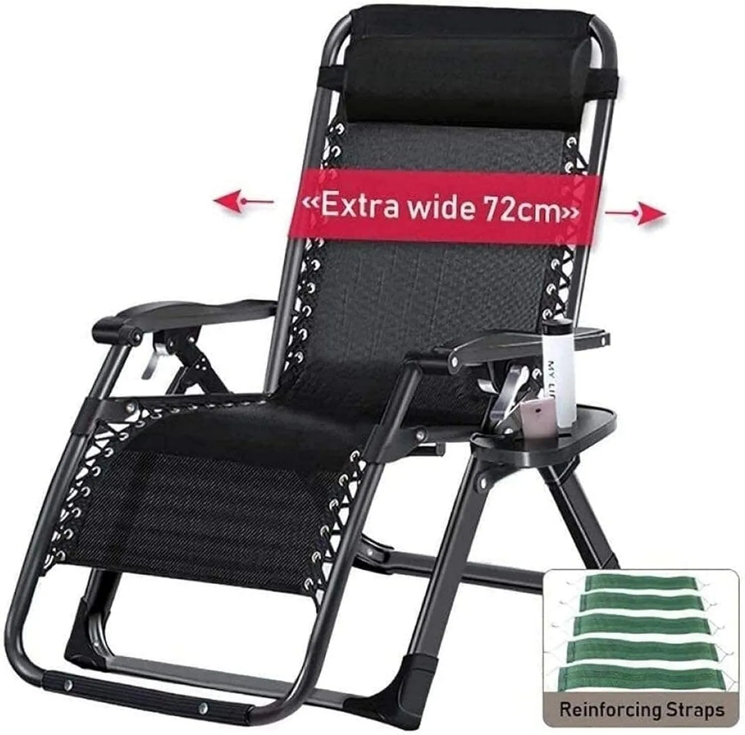 ReclinerFolding Patio Lounger Deck Chair Chairs Reclining Sun Loungers Zero Gravity Chaise Lounges Outdoor Garden Rocking for Beach Camping Supports 200kg Vision