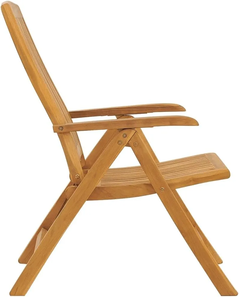 Reclining Patio Chairs with Cushions 2 pcs Solid Teak Outdoor Furniture Adjustable Lounge Chair Patio Chairs with Cushions Foldable Garden Chairs for Lawn, Beach, and Patio