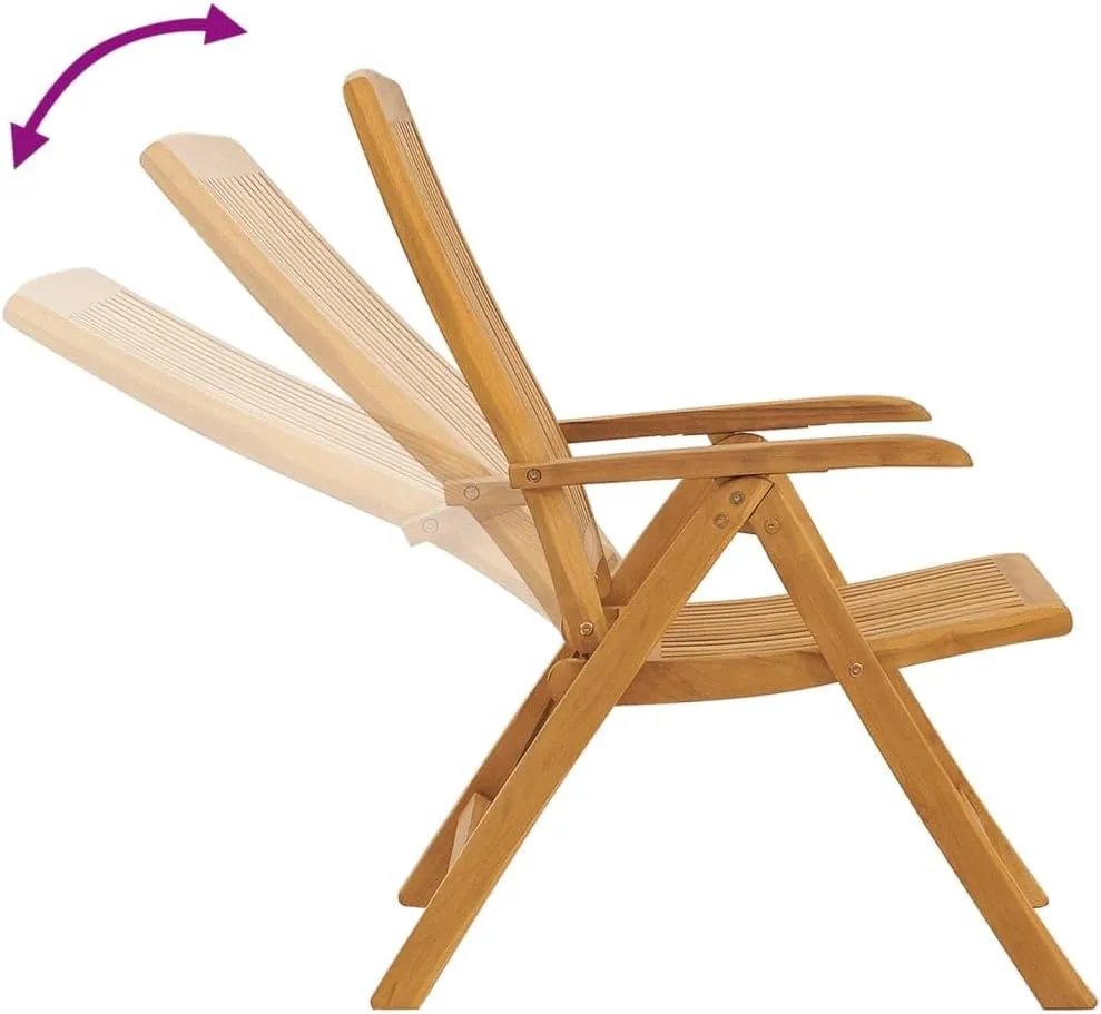 Reclining Patio Chairs with Cushions 2 pcs Solid Teak Outdoor Furniture Adjustable Lounge Chair Patio Chairs with Cushions Foldable Garden Chairs for Lawn, Beach, and Patio