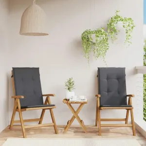 Reclining Patio Chairs with Cushions 2 pcs Solid Teak Outdoor Furniture Adjustable Lounge Chair Patio Chairs with Cushions Foldable Garden Chairs for Lawn, Beach, and Patio