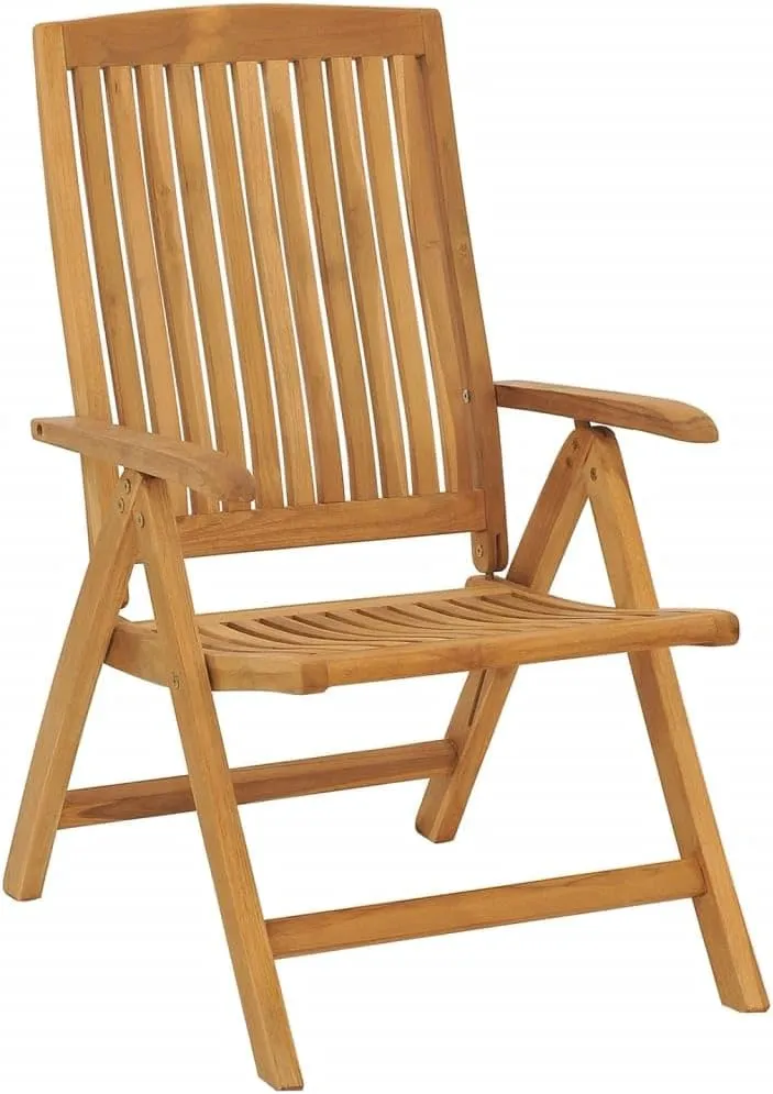 Reclining Patio Chairs with Cushions 2 pcs Solid Teak Outdoor Furniture Adjustable Lounge Chair Patio Chairs with Cushions Foldable Garden Chairs for Lawn, Beach, and Patio