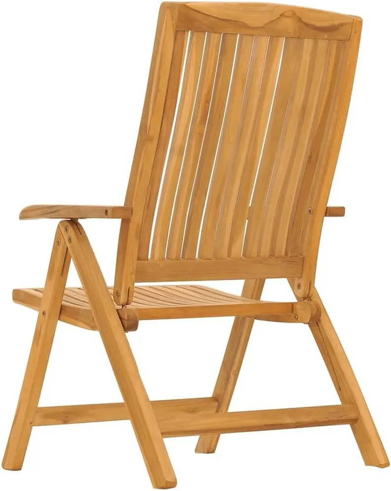 Reclining Patio Chairs with Cushions 2 pcs Solid Teak Outdoor Furniture Adjustable Lounge Chair Patio Chairs with Cushions Foldable Garden Chairs for Lawn, Beach, and Patio