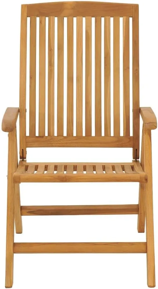 Reclining Patio Chairs with Cushions 2 pcs Solid Teak Outdoor Furniture Adjustable Lounge Chair Patio Chairs with Cushions Foldable Garden Chairs for Lawn, Beach, and Patio
