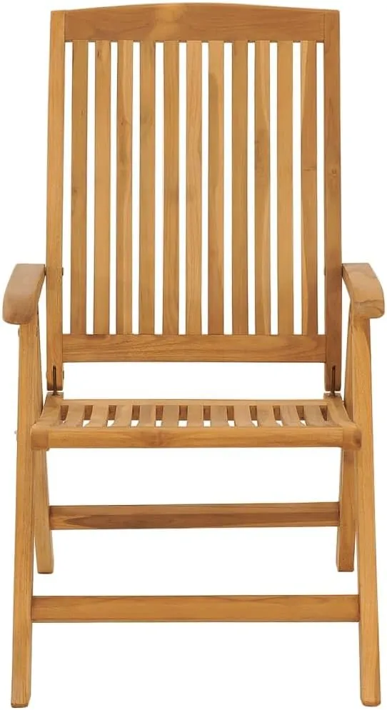 Reclining Patio Chairs with Cushions 2 pcs Solid Wood Teak Adjustable Backrest Foldable Lounge Chair Outdoor Furniture Taupe Cushions for Garden and Patio
