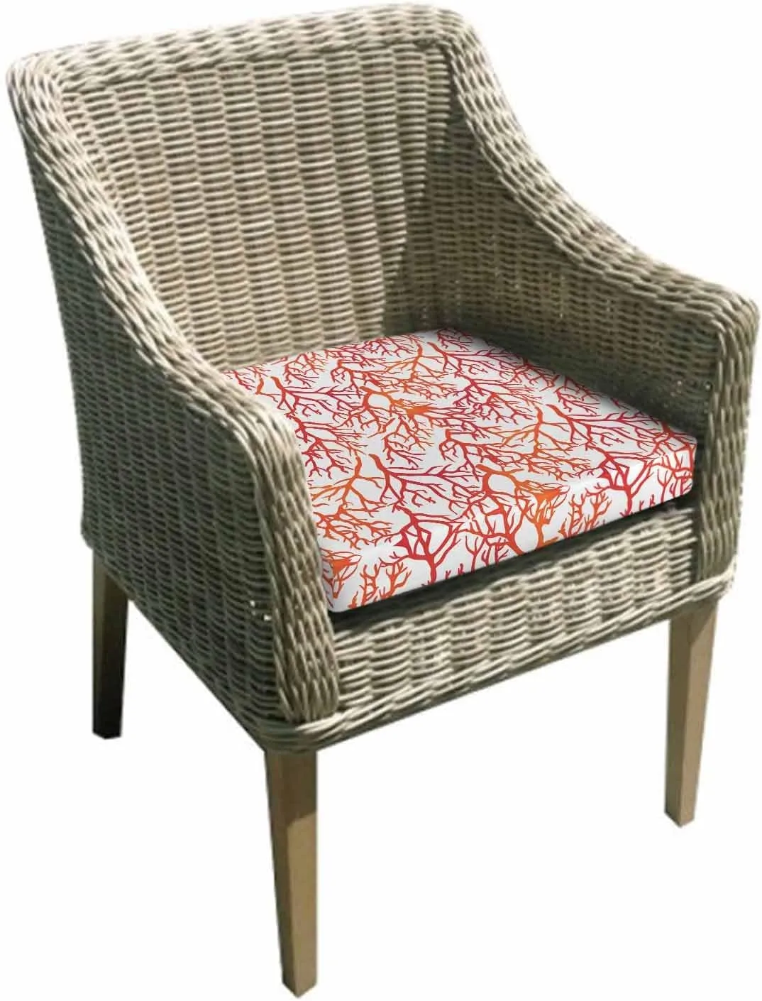 Red Coral Coastal Outdoor Cushion Chair Cover Set of 4 - Waterproof Couch Seat Covers, Summer Beach Nautical Ocean Patio Furniture Protector Cushions Slipcovers for Sofa/RV, 24"x24"x4"
