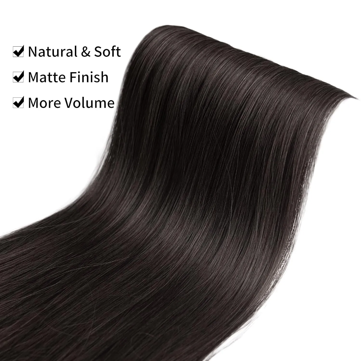 REECHO Thick Long Straight 3PCS Set Clip in on Hair Extensions for Women Girls (24 Inch (Pack of 3), Black Brown - Straight)