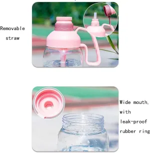 Refillable Water Bottles Women's Summer Plastic Water Bottle with Filter, 1800ml/60oz Large Capacity Sports Drinking Bottles with Handle Sports Water Bottle (Color : C-blue)
