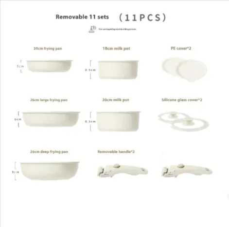 Removable Handle Non-Stick Pot Set with Steamer – Versatile Household Cookware