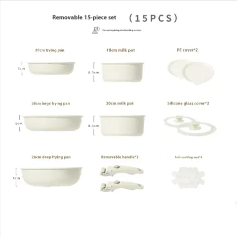 Removable Handle Non-Stick Pot Set with Steamer – Versatile Household Cookware