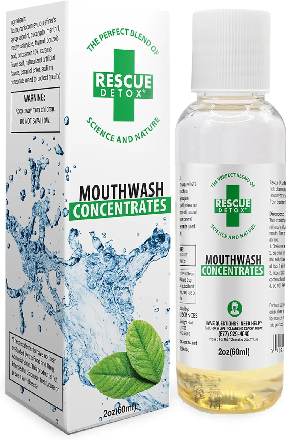 Rescue Detox Mouthwash Concentrates – 2oz | Works in 5 Minutes Up to 1 Hour